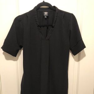 Pleat Front Curved Hem Shirtdress